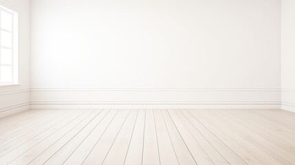 wooden on empty white wall background with window - 684472009