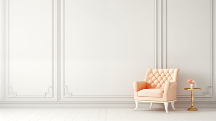 modern white empty room. interior design with chair in coral gold tone - 684472015