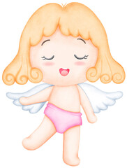 Watercolor Cupid Clipart for Valentine's Day