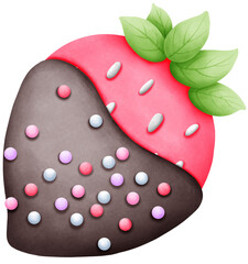 Watercolor Chocolate Covered Strawberries Clipart