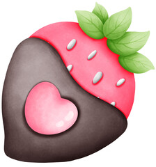 Watercolor Chocolate Covered Strawberries Clipart