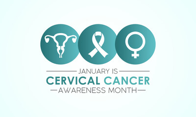 Cervical cancer awareness month is observed every year in january. January is cervical cancer awareness month. Vector template for banner, greeting card, poster with background. Vector illustration.