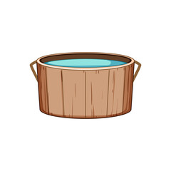 bath wooden tub cartoon. container spa, barrel bucket, bath outdoor bath wooden tub sign. isolated symbol vector illustration