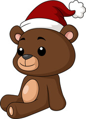 Cute little bear cartoon in santa hat