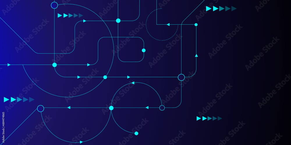 Poster Abstract point and circle lines connection with hexagon shapes.  social networking. Big data visualization, communication technology background design.