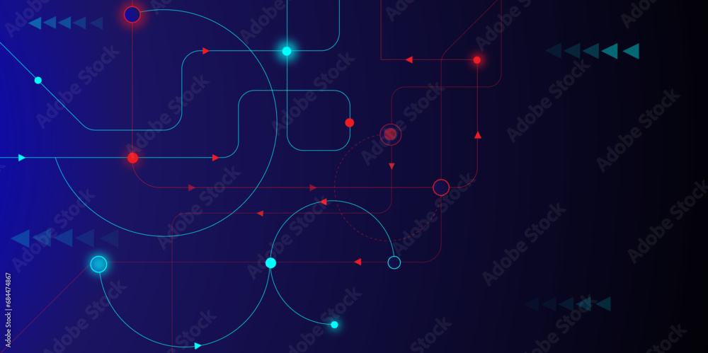 Aufkleber Abstract geometric connected dots and lines for digital communication. Digital technology concept background, and social network connection .