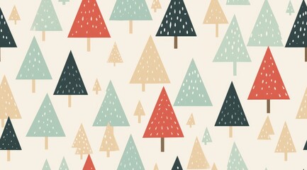 Seamless pattern with autumn trees. Scandinavian style.