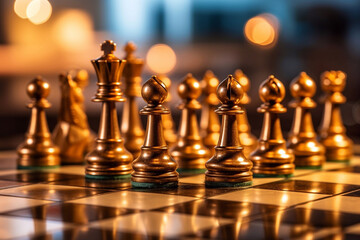 Chess board. Development of strategy and tactics. The way to achieve the goal.