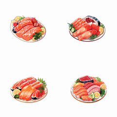 set of sashimi vector illustrations