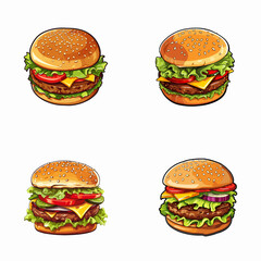 set of hamburger vector illustrations