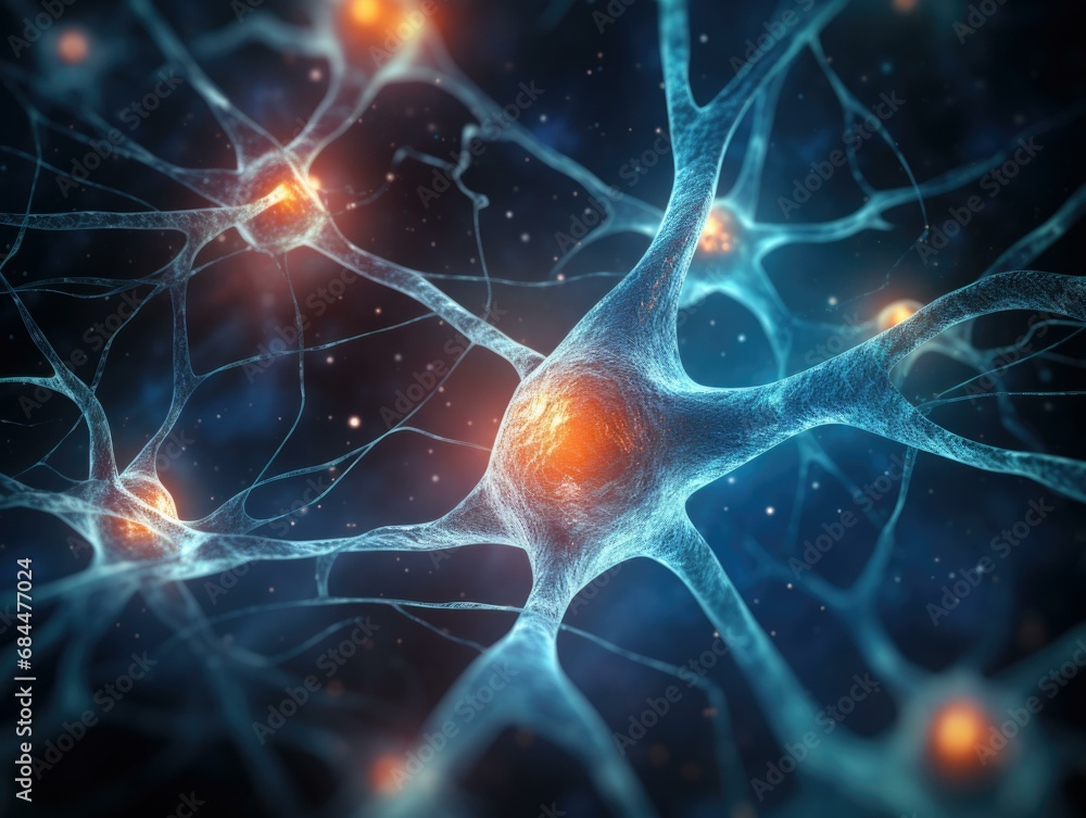 Poster neurons in the brain. generative ai.