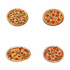 set of pizza vector illustrations
