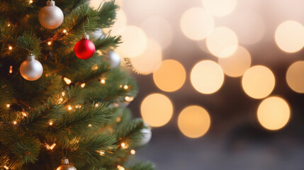 Christmas tree on light blurred background.Generative ai