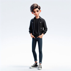 Fototapeta premium 3d illustration of a young man wearing casual clothes neat handsome on a white background