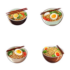 set of ramen vector illustrations 