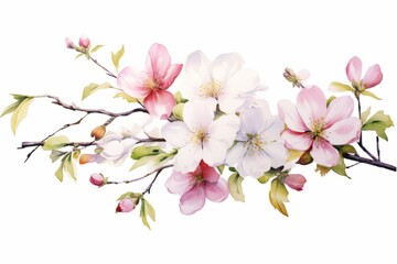 Fototapeta na wymiar Watercolor spring flower composition isolated on white background. AI generative