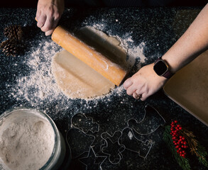 Rolling Pin rolling dough Christmas cookies