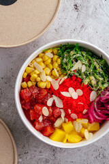 Hawaiian tuna poke bowl with rice
