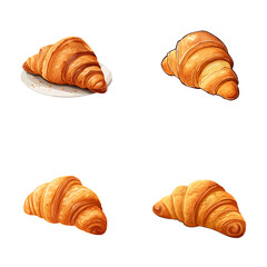 set of croissant vector illustrations