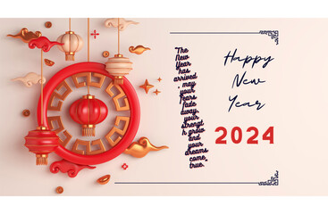 Happy New Year's 2024 design template.