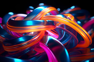 3d image of neon abstract. generative ai.