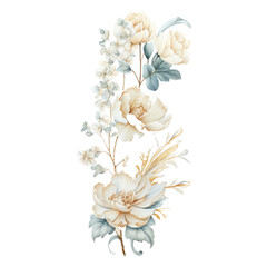watercolor beige and light blue floral arrangement