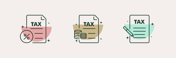 TAX thin line icons. Vector illustration