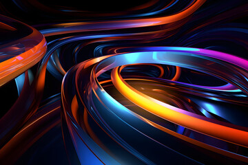 3d image of neon abstract. generative ai. - Powered by Adobe