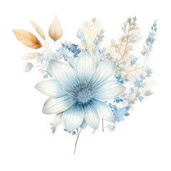 watercolor beige and light blue floral arrangement