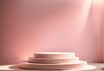 Empty stage with spotlight, and pink background. Podium, pedestal. for showing packaging and product. Platforms mockup product display presentation. Abstract composition in minimal design.