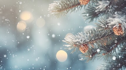 Fototapeta na wymiar Christmas Tree Card Close-up with tree