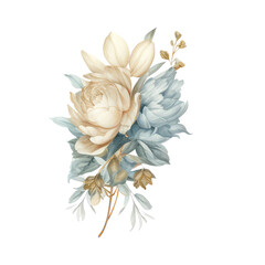 watercolor beige and light blue floral arrangement