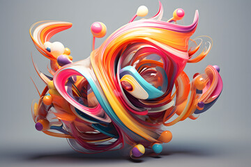 abstract colorful 3d shape, cinema 4d, ambient occlusion, render. generative ai.