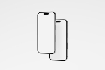 Iphone 15 and 15 Pro and 15 Pro Max White Blank 3D Rendering Mockup