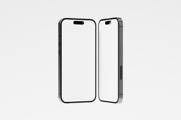 Iphone 15 and 15 Pro and 15 Pro Max White Blank 3D Rendering Mockup