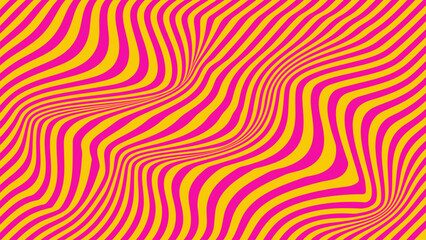 Groovy hippie 70s background, striped wave texture in trendy retro psychedelic style. Vector illustration