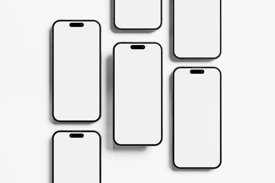 Iphone 15 and 15 Pro and 15 Pro Max White Blank 3D Rendering Mockup