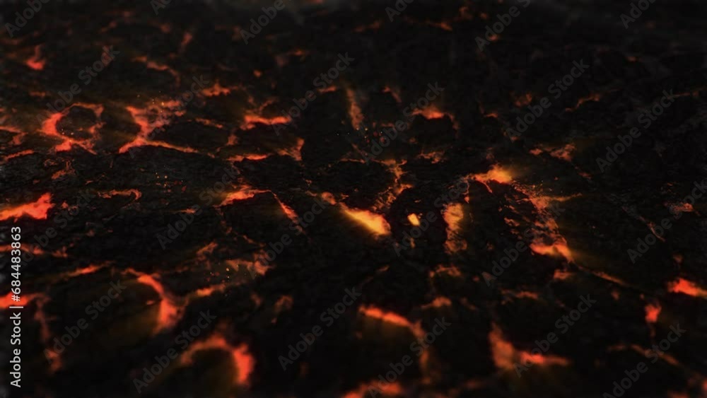 Poster animation of volcanic lava moving in seamless loop