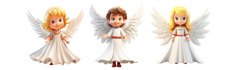 set of Christmas angel png 3d Isolated on transparent background. Christmas element for greeting card, banner,invitation,flyer,stickers. New Year and Christmas kids symbol. High quality photo