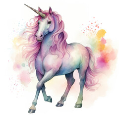 Naklejka premium Drawing cartoon unicorn Illustration, Generative Ai