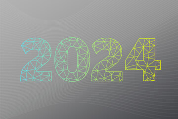 2024 New Year gradient vector icon. Triangle sign with wave background. Glowing illustration for decoration, celebration, winter holiday, infographic element