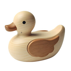 Wooden Duck Toy Illustration Art on Transparent Background Generative AI.