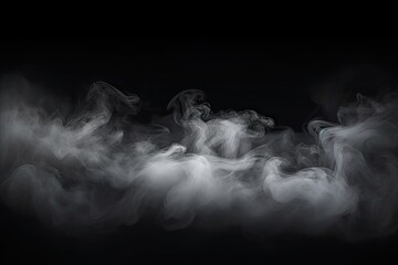 Ethereal elegance. Captivating display of delicate white smoke waves on dark background creating and elegant atmosphere perfect for adding touch of magic to design projects - obrazy, fototapety, plakaty