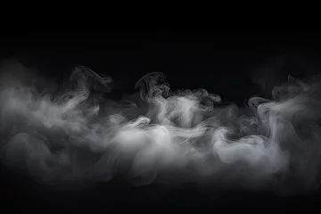 Foto op Aluminium Ethereal elegance. Captivating display of delicate white smoke waves on dark background creating and elegant atmosphere perfect for adding touch of magic to design projects © Bussakon