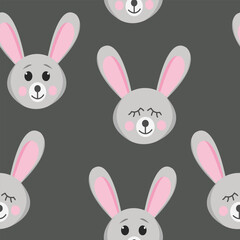 hare seamless pattern. cute animal in flat style.