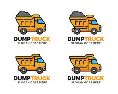 Dump truck logo set design vector illustration