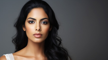 Fototapeta premium Indian beauty model on silver background. 