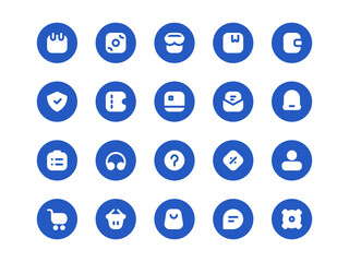 E-Commerce Icon Pack Circular Filled Style. Business and Sale Icons Collection, Perfect for Websites, Landing Pages, Mobile Apps, and Presentations. Suitable for UI UX.