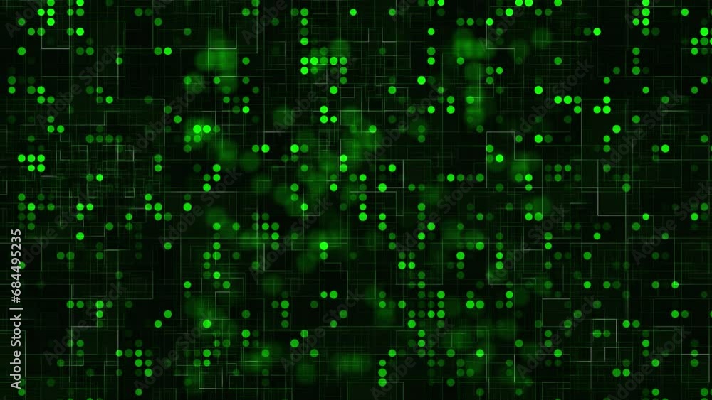 Poster neon green matrix circles: futuristic digital code with glowing lines and ai influence