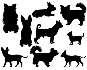 Collection of silhouettes of chihuahua dog breed